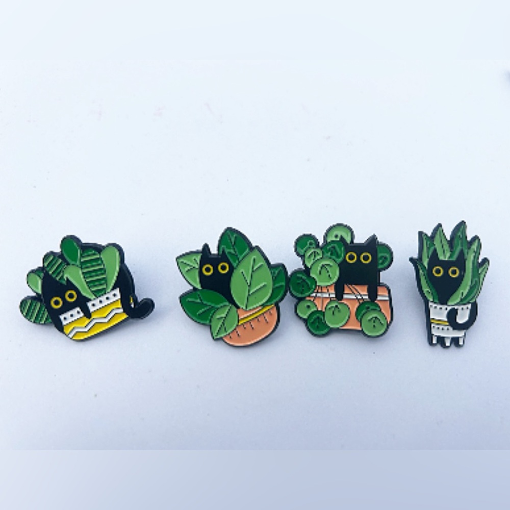 Set of Cats in Plants Pins